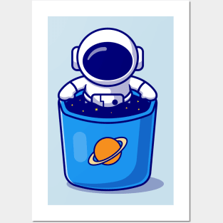 Cute Astronaut In Space Mug Cartoon Posters and Art